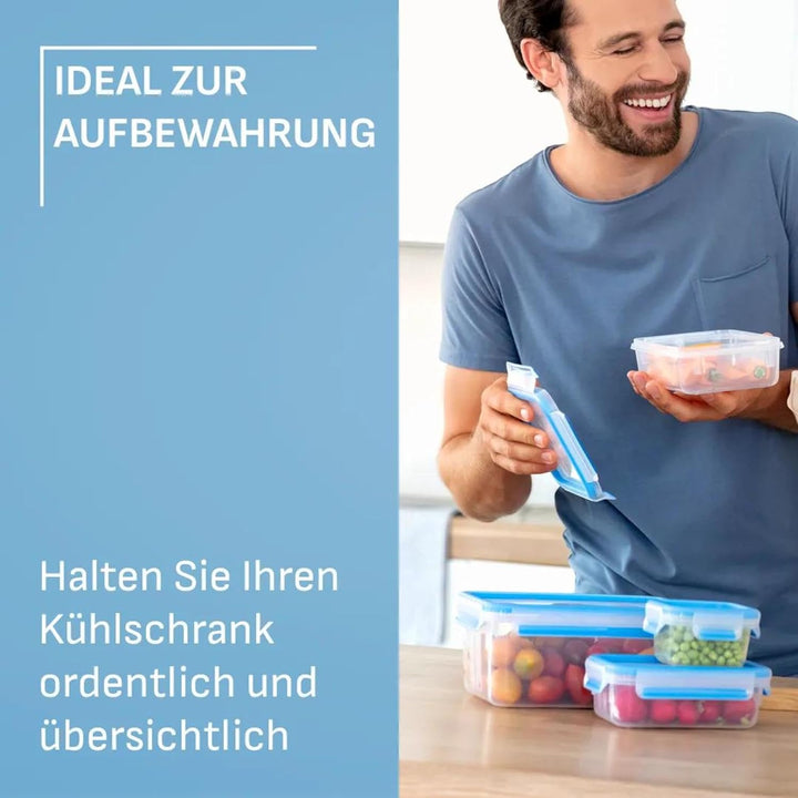 Emsa N10614 Clip & Close Frischhaltedosen-Set 9-teilig | stapelbar | mikrowellenfest | -40 bis +100
