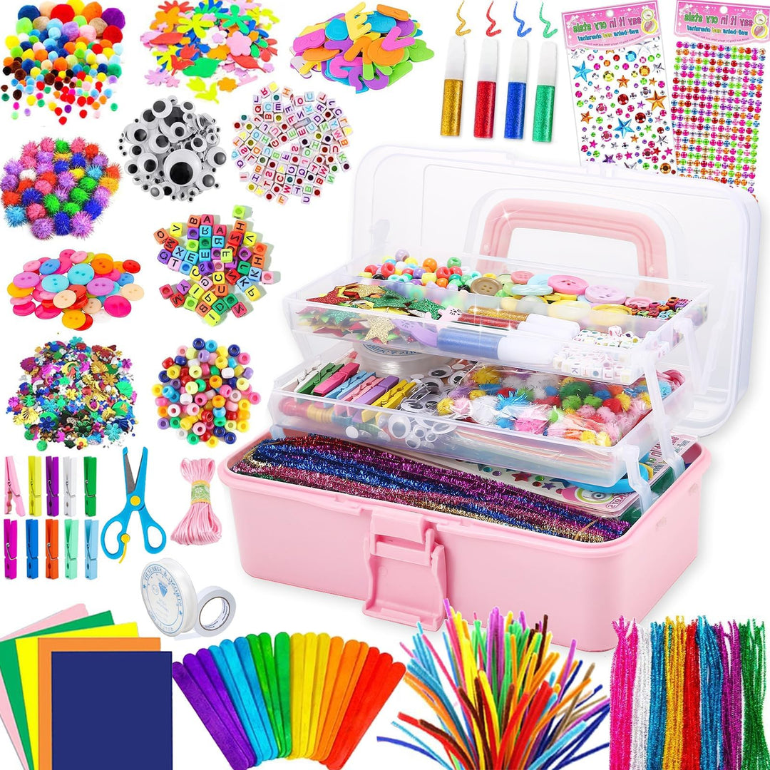 Gutenguy Bastelset Kinder, 3000+Pcs Bastelkoffer Bastelbedarf Material Set, Grosse Bastelbox Geschen