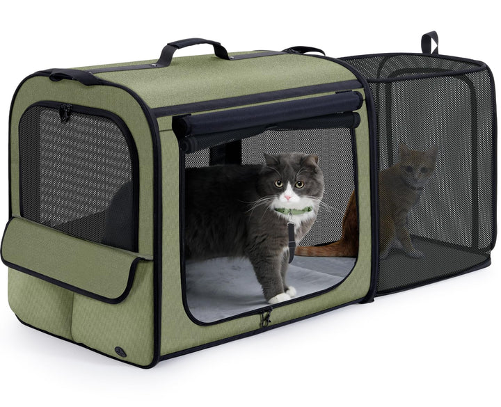 pecute Erweiterbar Katzentasche Transporttasche Stabiler Halt Haustier Tragetasche, Transportbox Kat