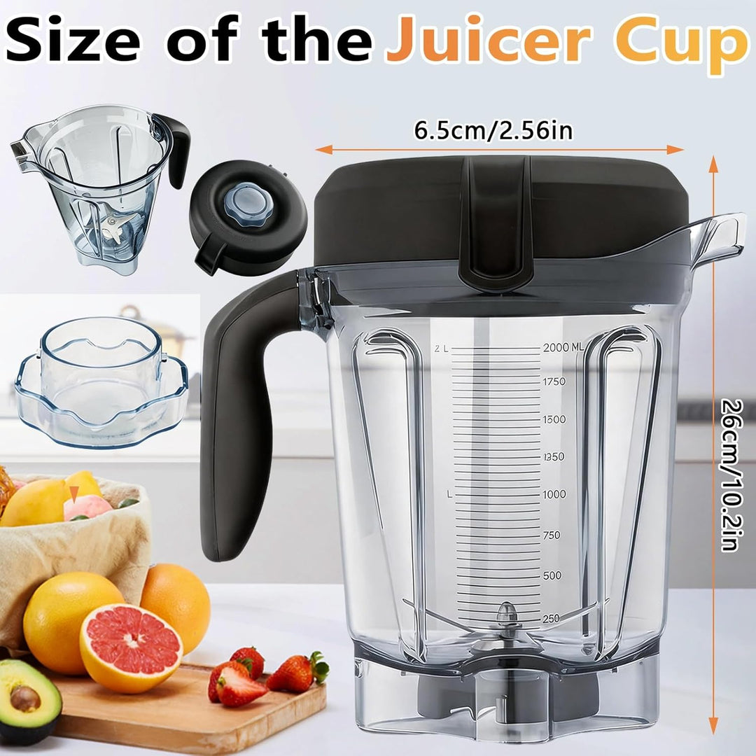 Mixbehälter, 64 oz Entsafterbecher mit Deckel, Messerverschluss und Klinge aus Edelstahl für Vitamix