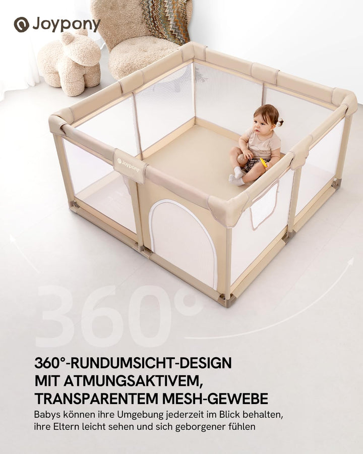 Laufstall Baby Beige 127×127 CM, Hellbeige 127×127 CM