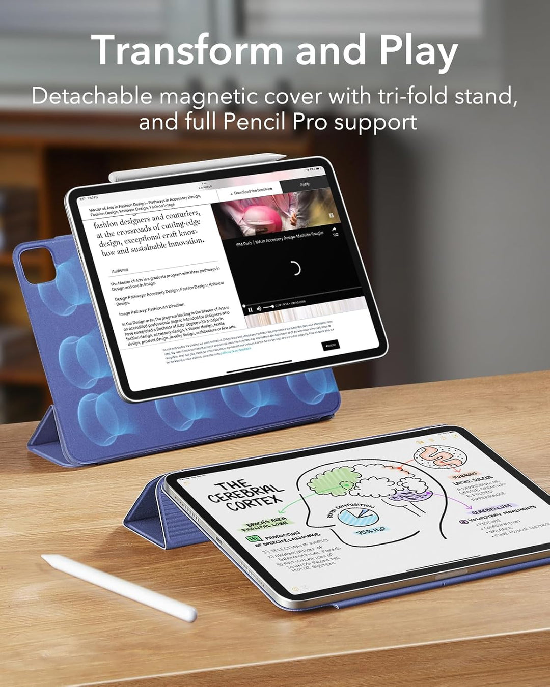 ESR für iPad Pro 13 Zoll Hülle M5/M4 (2025/2024), magnetische Befestigung, dünne Trifold Ständerhüll