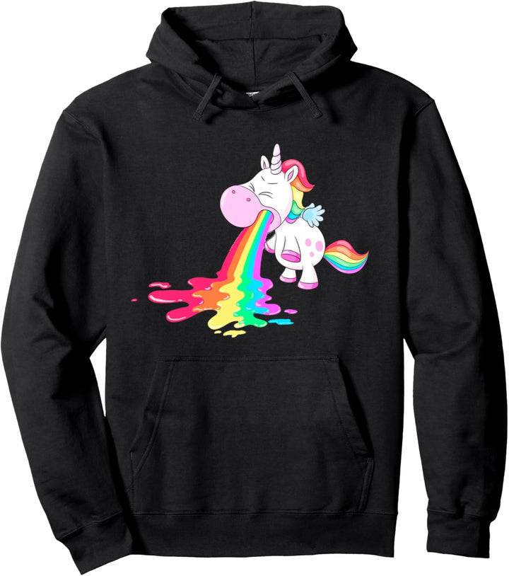 Einhorn kotzen Regenbogen Graphic Pullover Hoodie