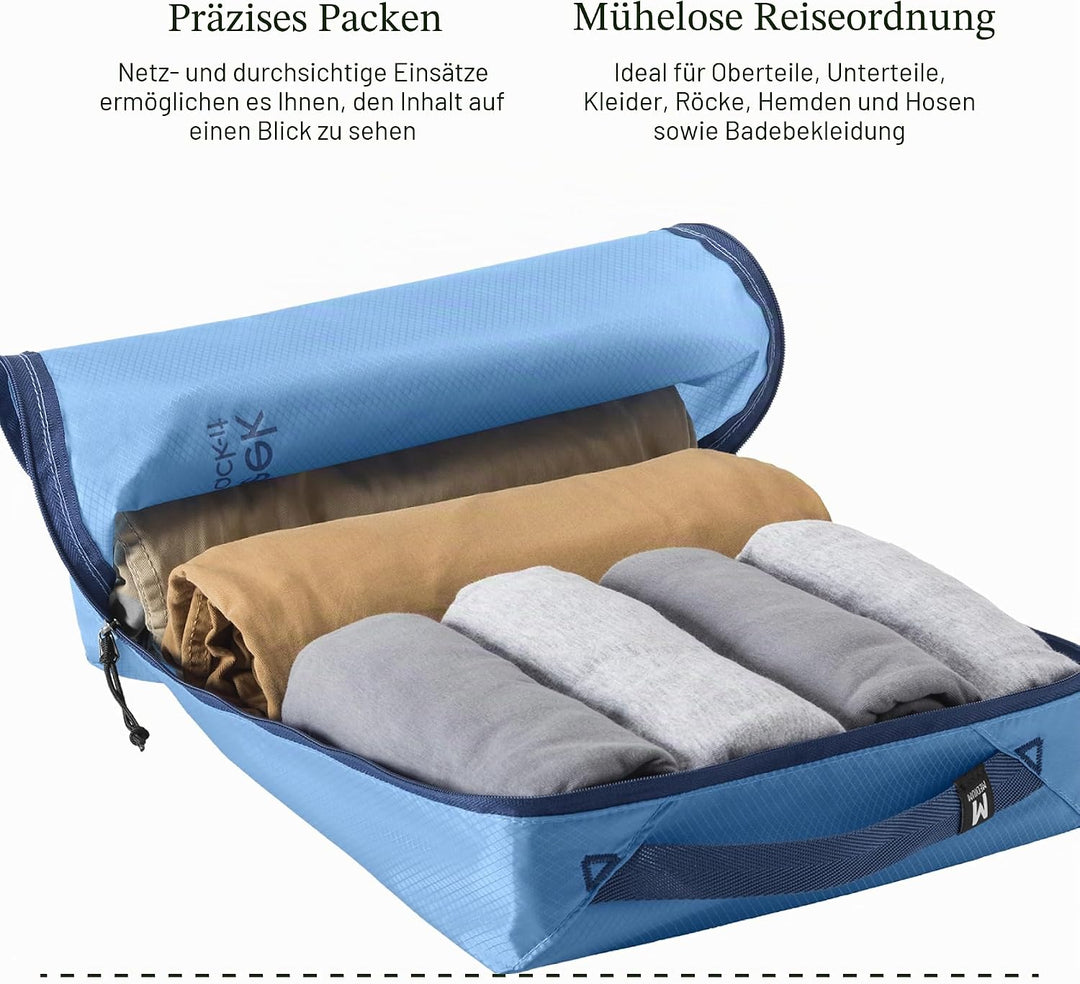 Eagle Creek Pack-It Starter Set I Garment Folder L & 2 Packwürfel S+M I Knitterfrei & Kofferorganisa