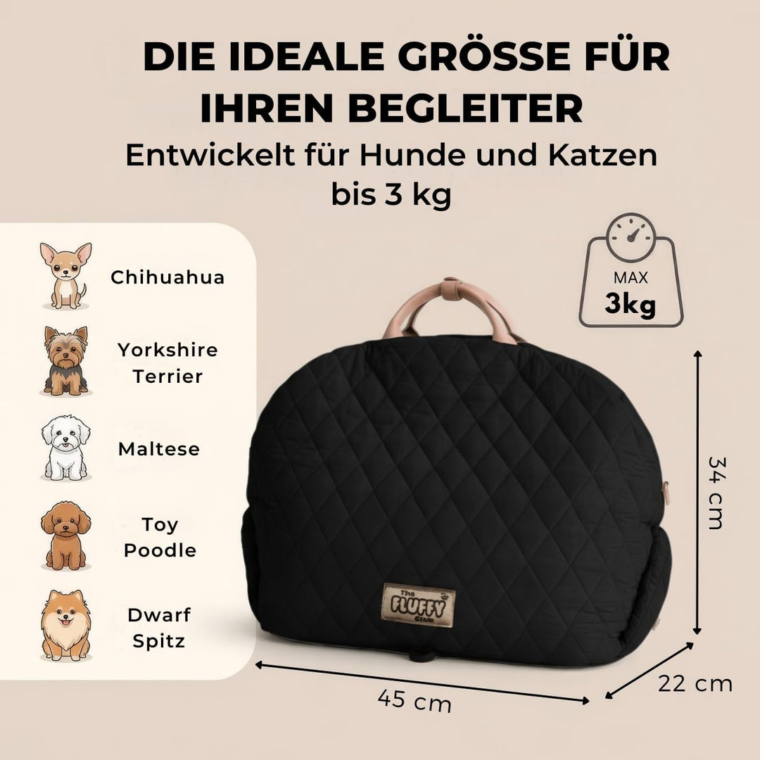 Hundetransporttasche fürs Auto, Auto-Hundesitz, Katzentransporttasche mit Schultergurt und Sicherhei