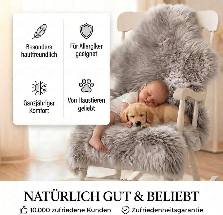 Extra grosses Super-Premium Lammfell, Schaffell hell-grau. Extra zartes, geruchsarmes, echtes Merino