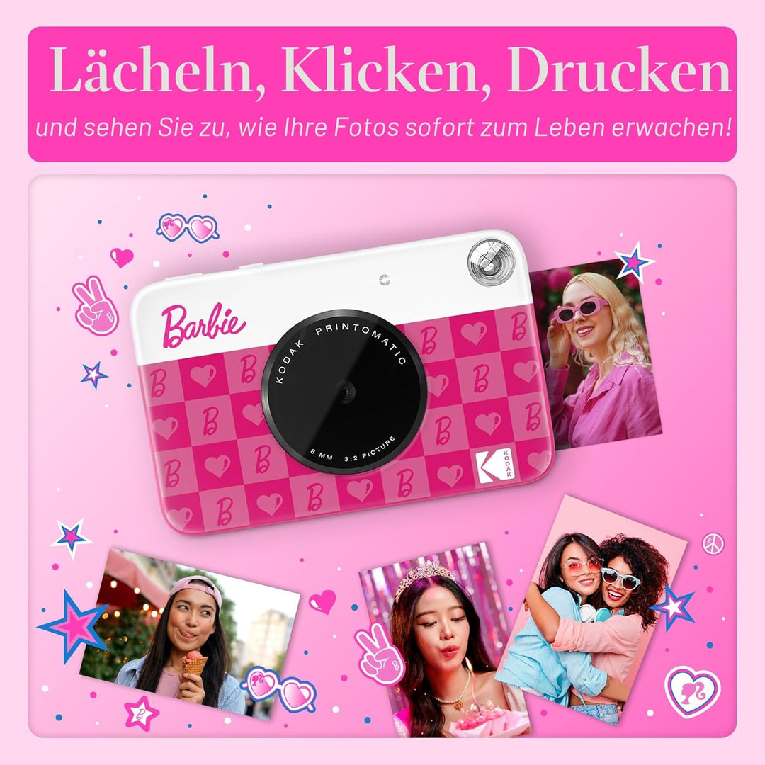 Barbie x Kodak Printomatic Digitale Kamera – 5MP Tragbare Barbie Kamera Drucken Bunte 2x3” Selbstkle