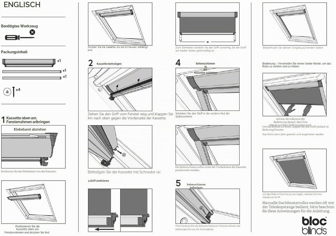 Bloc Skylight Blind 2 (55/98) für Fakro Dachfenster Blockout, schwarz 2(55/98) Fakro Schwarz, 2(55/9