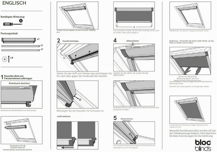 Bloc Skylight Blind 2 (55/98) für Fakro Dachfenster Blockout, schwarz 2(55/98) Fakro Schwarz, 2(55/9