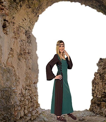 KarnevalsTeufel Mittelalter Maid Damen-Kostüm Mittelalter-Kleid Damen-Outfit grün lang (XL)