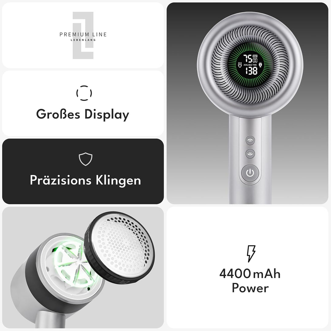 LEBENLANG Schwarz Steamer Dampfglätter 1500W + Premium Fusselrasierer Elektrisch 4000mAh I Bundle Op