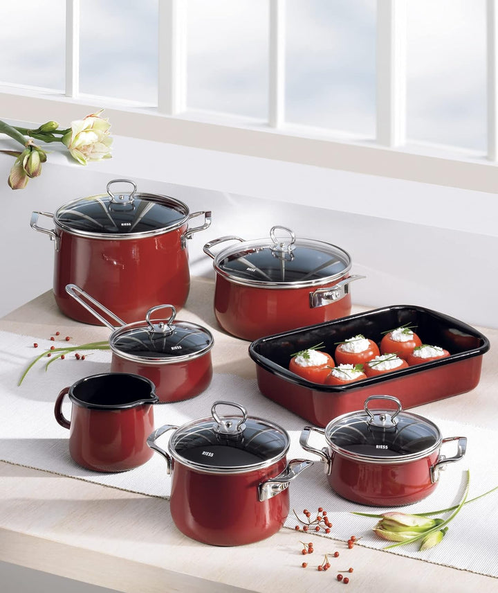 Riess, 0057-008, Emaille Pfanne extra stark, NOUVELLE- ROSSO EXTRA STARK, Durchmessser 28 cm, Höhe 6