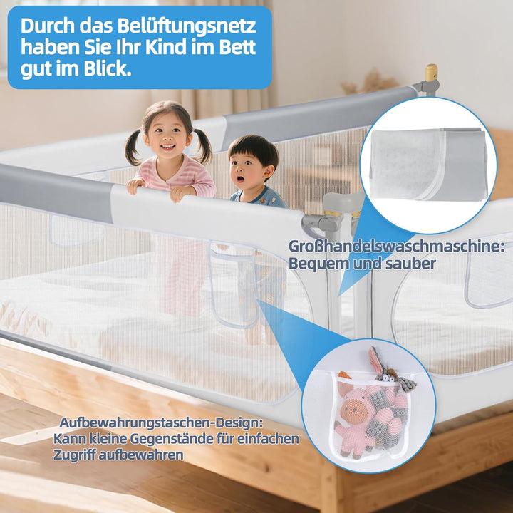 OUUTMEE 1 Stück 120cm Bettschutzgitter Bett Rausfallschutz Kinder Klappbar Rausfallschutz 30 Fach Hö