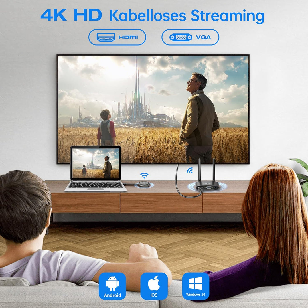 4K/5G Wireless HDMI Transmitter and Receiver, MpioLife Kabellos HDMI Sender und Empfänger, 165FT VGA