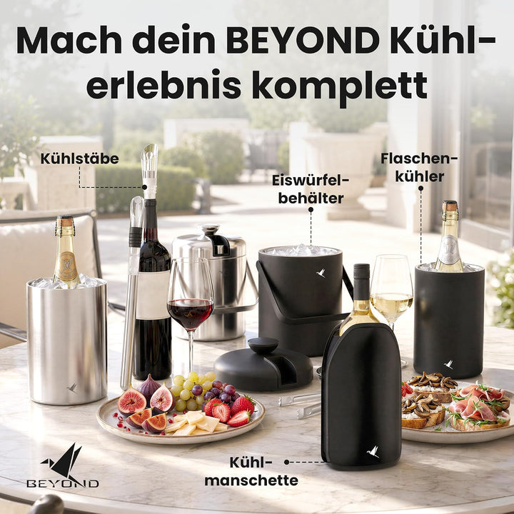 Beyond Flaschenkühler für Wein, Champagner und Sekt Flaschen I Doppelwandiger Edelstahl Sektkühler -