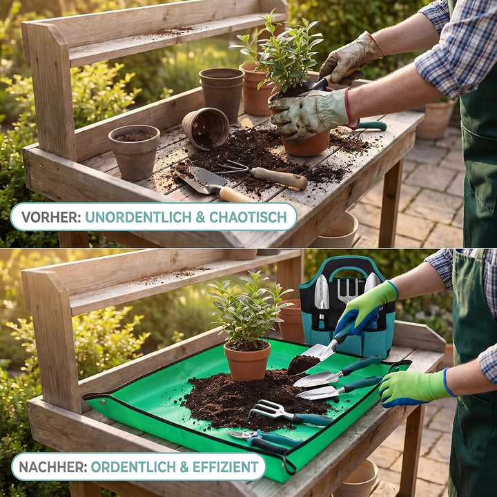 7 Stück Gartenwerkzeug Set, Gartengeräte Edelstahl mit Tasche | Edelstahl Rostfrei Ergonomische Grif