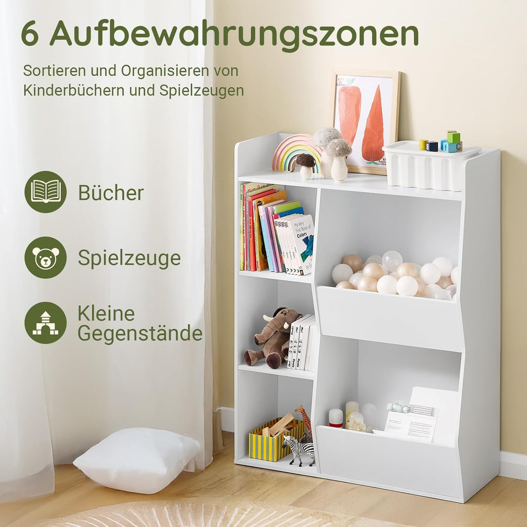SoBuy Kinder Bücherregal Montessori Regal Kinderzimmer mit 5 Offenes Fach Kinderregal für Spielzeug