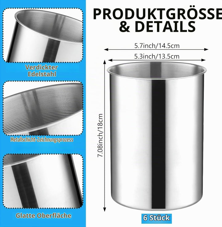 6er Set Stapelbarer Verdickter Edelstahl Eiskübel 750 ML Kühlkübel für Wein, Bier &amp; Champagner, Meta