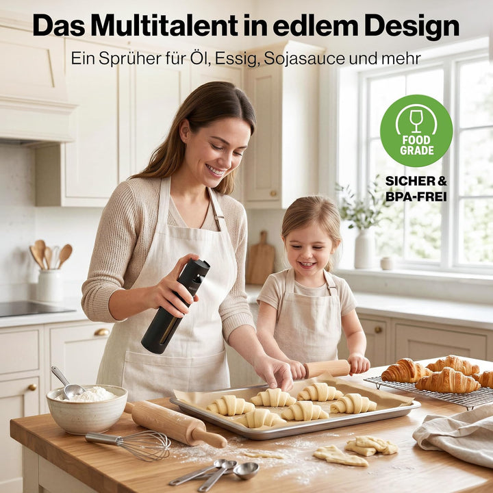 EDELHAUS Edelstahl Ölsprüher - Hochwertige Öl-Sprühflasche aus Edelstahl &amp; Glas, für gesundes Kochen