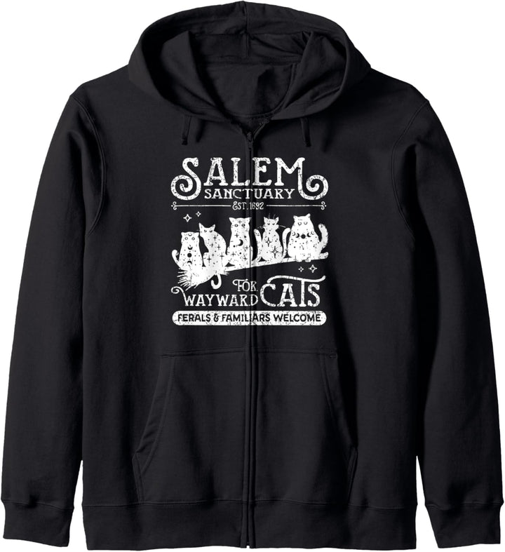 Lustiges Hexenhaus aus Salem für eigensinnige schwarze Katzen, Halloween Kapuzenjacke