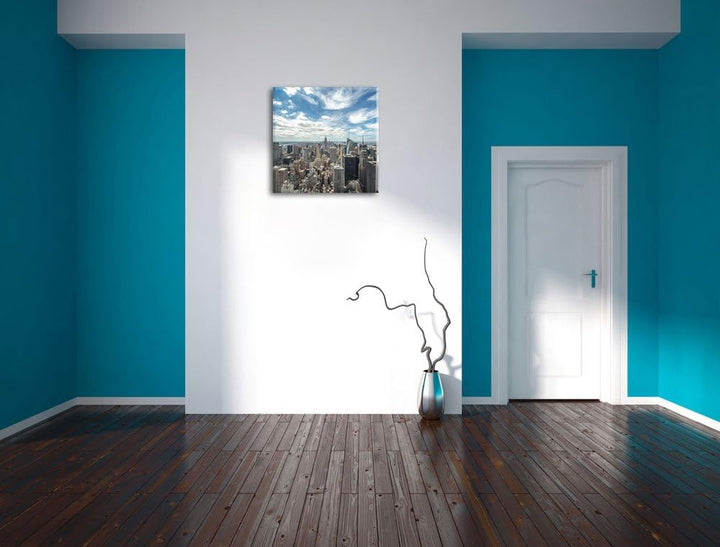 New York Skyline, Format: 70x70 auf Leinwand, XXL riesige Bilder fertig gerahmt mit Keilrahmen, Kuns
