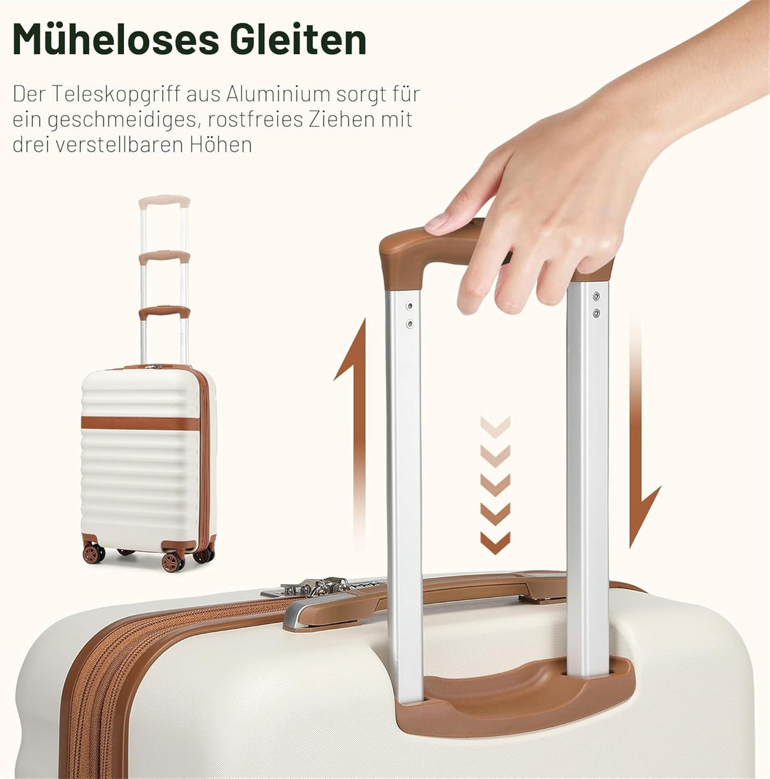 KONO Koffer Trolley Mittelgross Koffer Reisekoffer von ABS+PC Hartschalenkoffer mit 4 Rollen TSA Sch