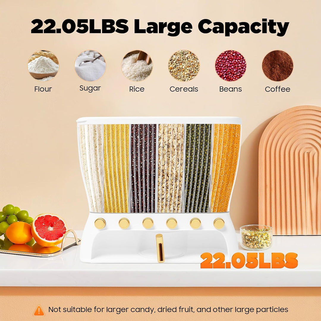 Müslispender Reisespender 6 Gittern 5 Trennwände Spülmaschinenfest für Müsli Cornflakes Nüsse 42x16.
