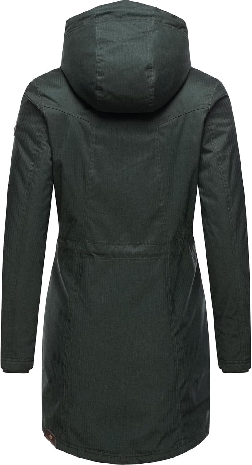 Ragwear Damen Wintermantel warm gefütterter Parka lang wasserdicht mit Kapuze Elsie Melange XS-6XL X