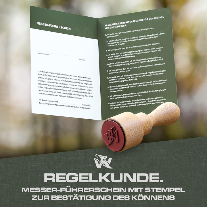ODENWOLF W-KIDS – Kinder Schnitzmesser Set mit robuster Scheide &amp; süssem Kindermesser Führerschein –