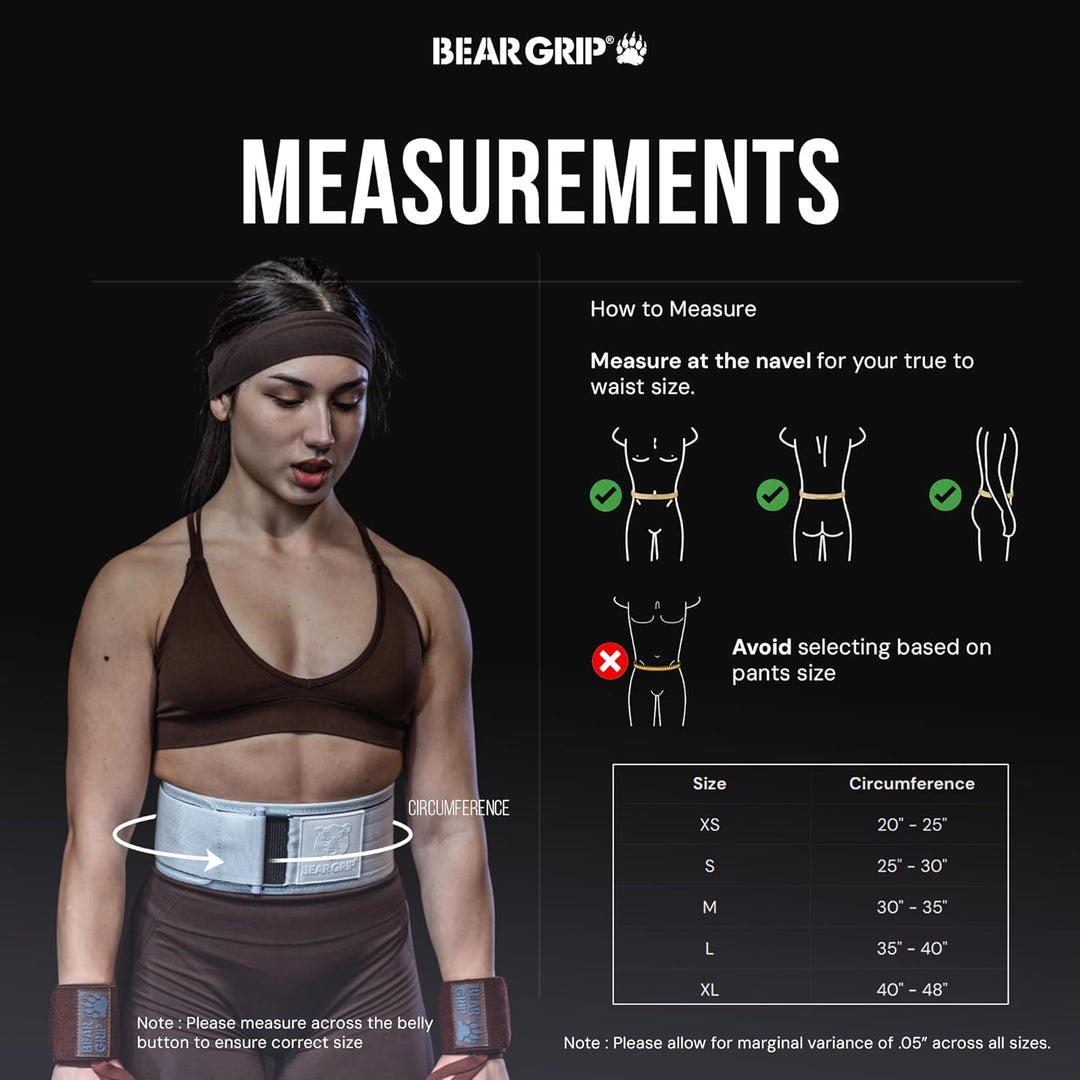 BEAR GRIP Selbstsichernder Gewichthebergürtel - Kreuzheben, Bodybuilding, Kniebeugen &amp; Powerlifting