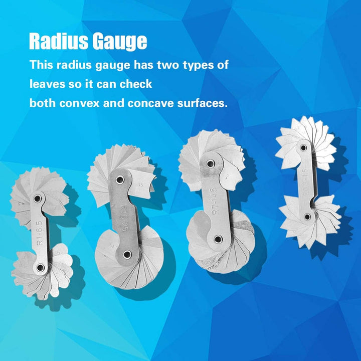 4Pcs Radiuslehre R0.3-1.5/ R1-6.5/ R7-14.5/ R15-25