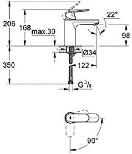 GROHE Eurosmart Cosmopolitan - Einhand-Waschtischarmatur (wassersparend, langlebige Oberfläche, 1/2"