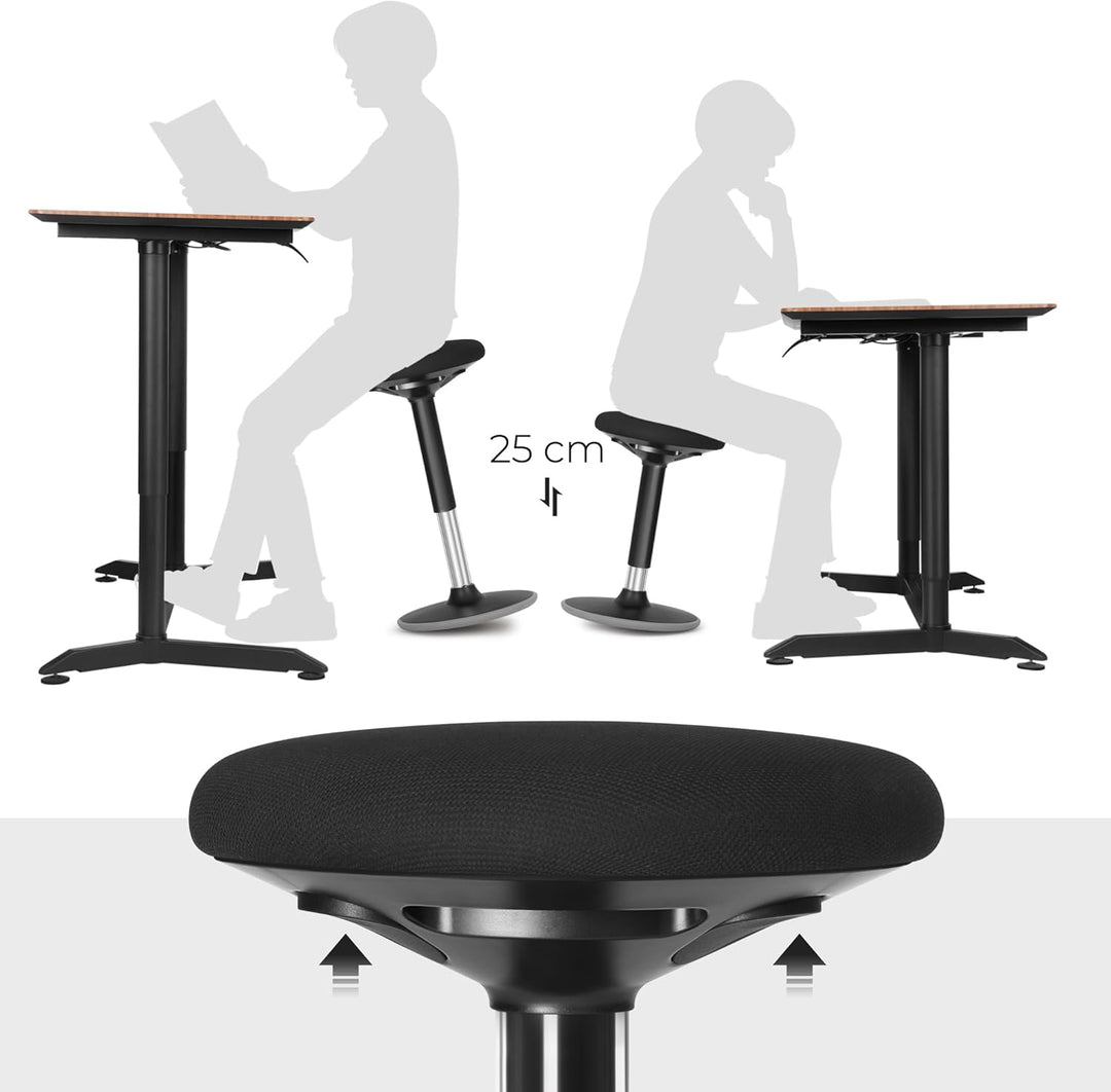 SONGMICS Dynamischer Sitzhocker, Stehhocker, Arbeitssitz, 360 ° drehbar, ergonomisch, höhenverstellb