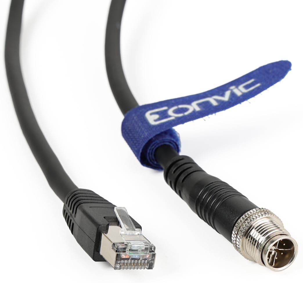 Eonvic Cognex Industrial Ethernet M12 X-Typ auf RJ45 High-Flex GigE Vision Kamera Black 3M, Black 3M