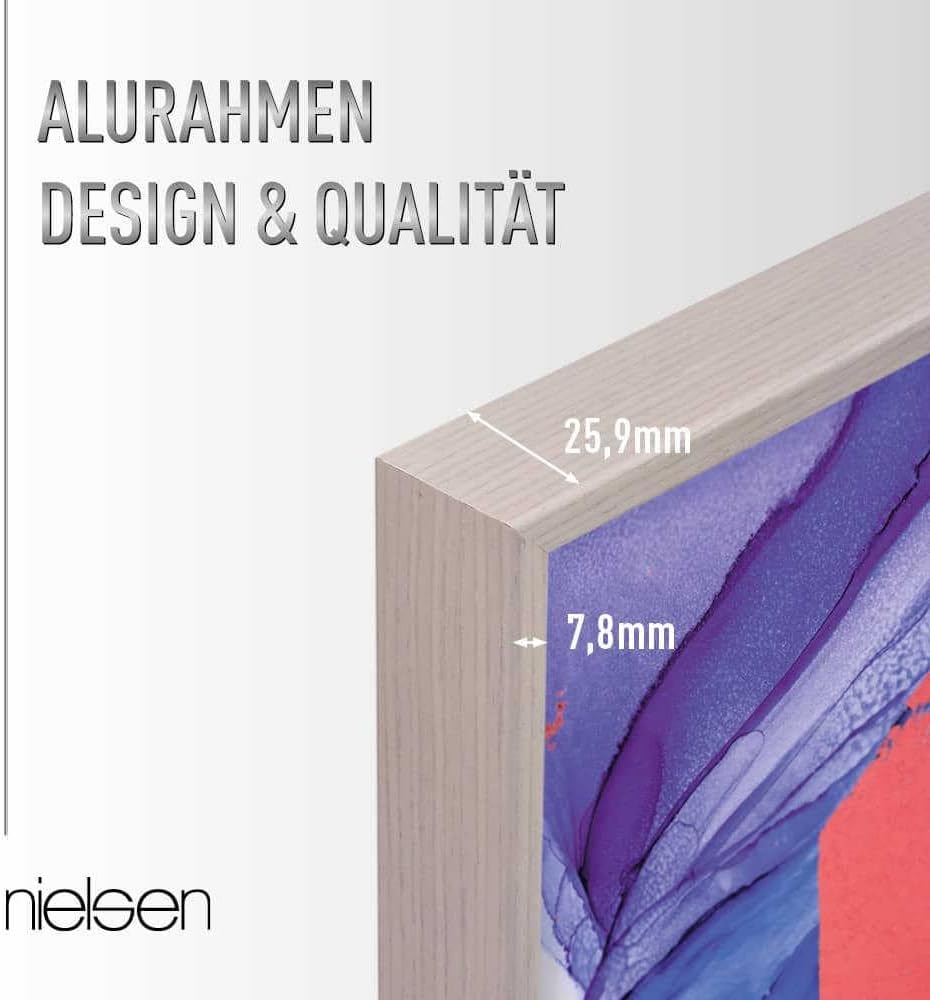 nielsen Aluminium Bilderrahmen Alpha, 29,7x42 cm (A3), Eiche Weiss Eiche Weiss 29,7 x 42 cm (A3), Ei