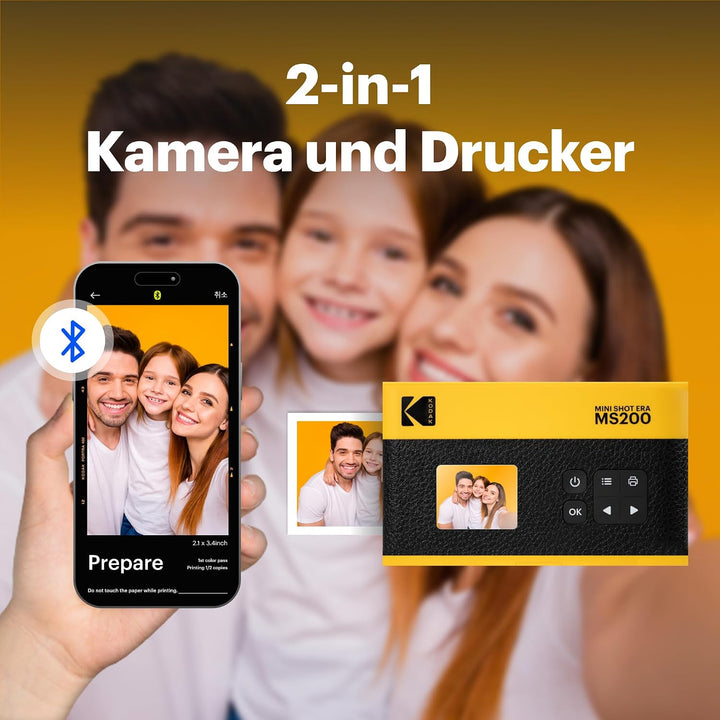 Kodak Mini Shot 2 ERA 4PASS 2-in-1 Sofortbildkamera und Fotodrucker (5,3x8,6cm) (Fotodrucker + 8 Bla