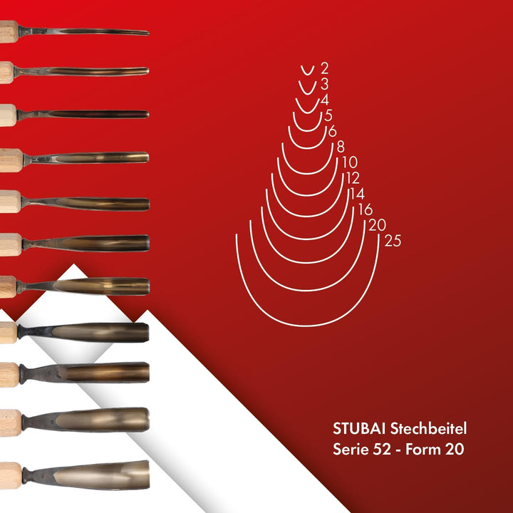 Stubai Stechbeil Form 20 + Heft scharostfrei geschliffen, SB Verpackung, 6 mm, 522006