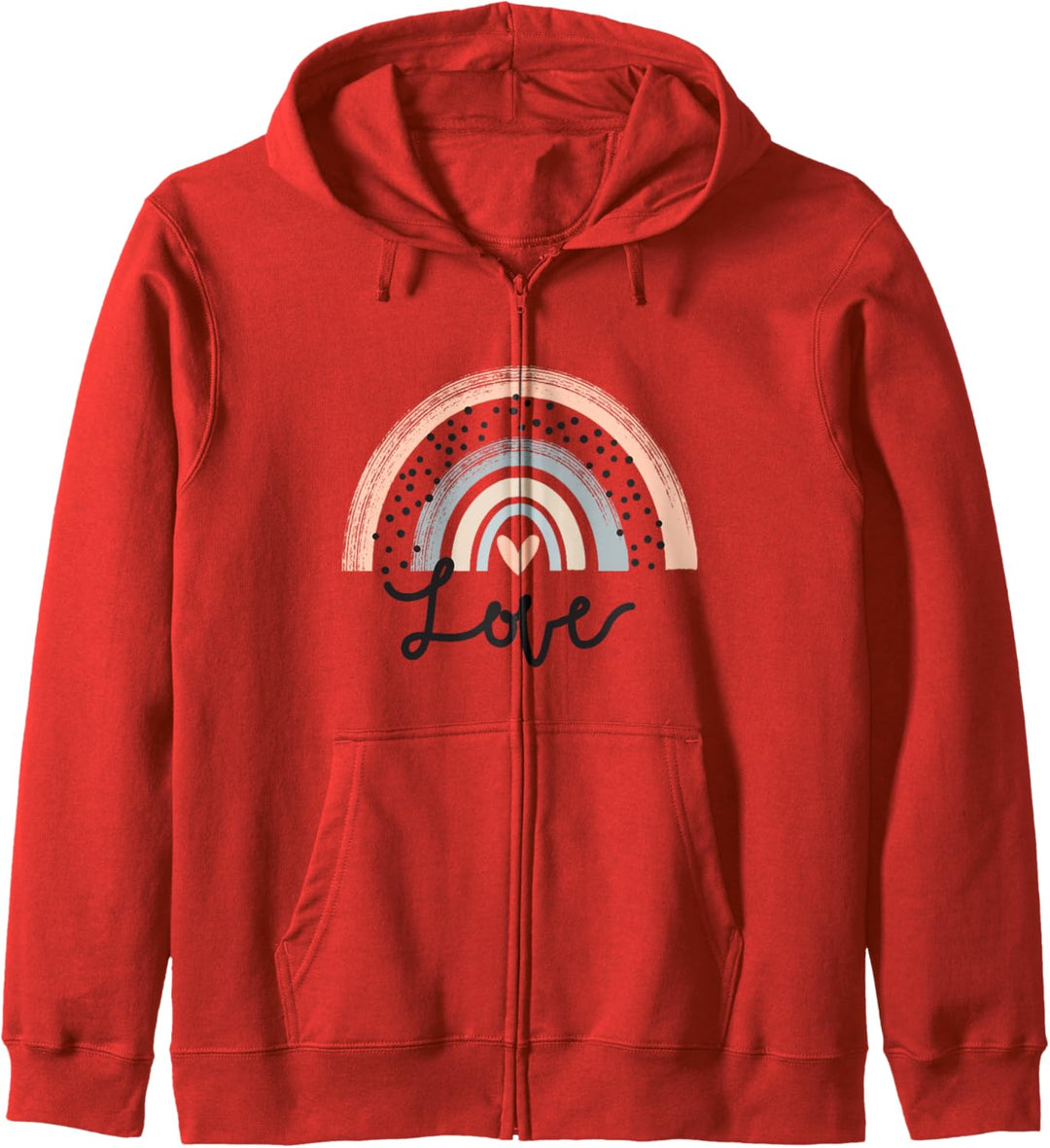 Graphisches Geschenk zum Valentinstag mit Regenbogenmotiv „Love For All Love is Love“ Kapuzenjacke