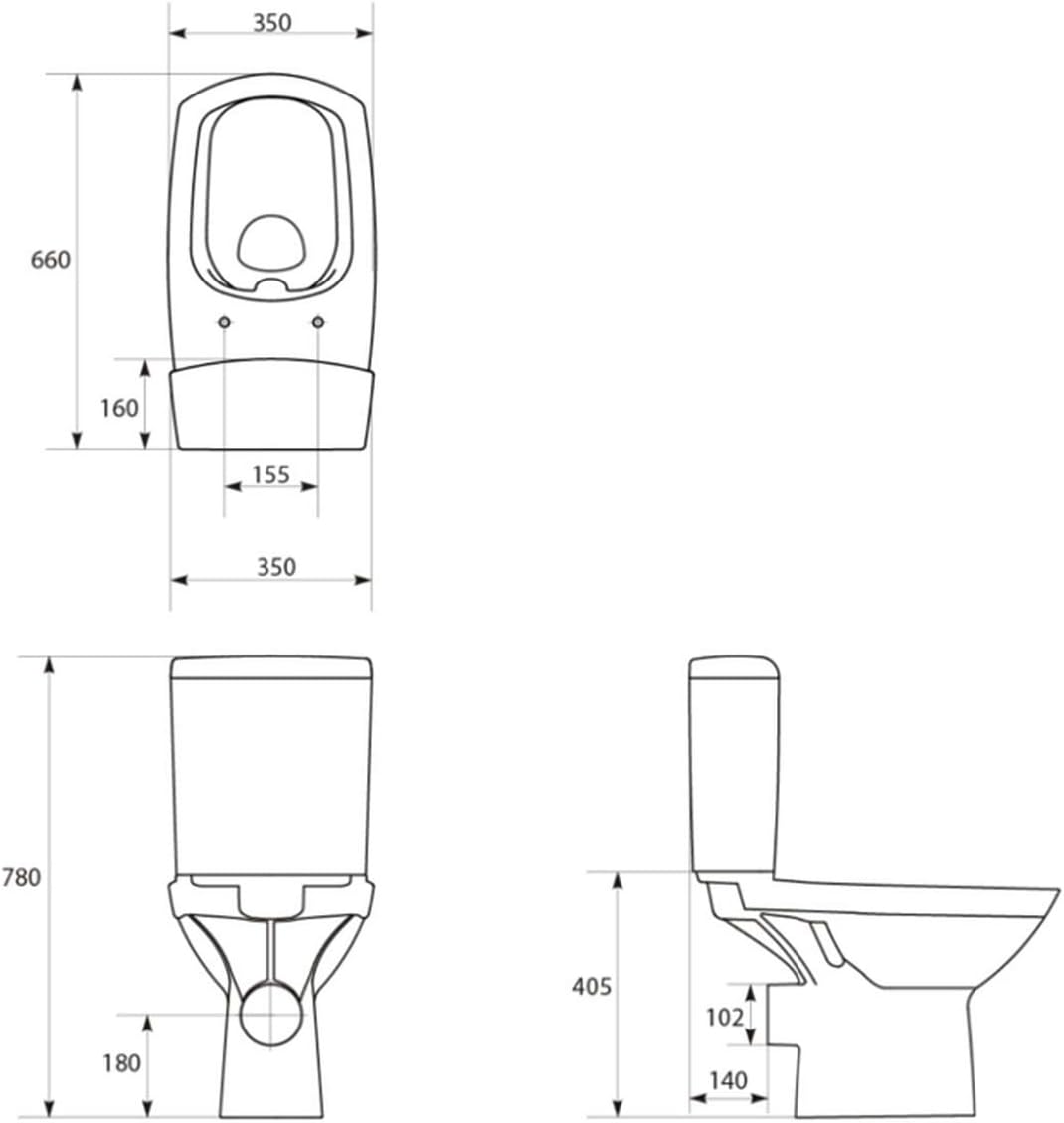 VBChome Keramik Stand WC Toilette Komplett Set Keramik WC- Sitz aus Duroplast mit Absenkautomatik So