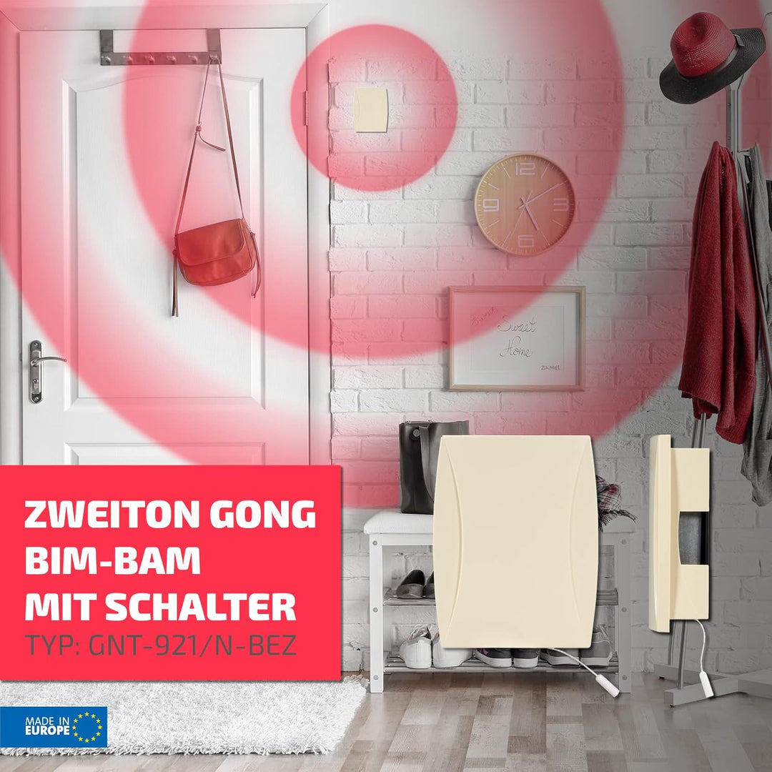 SUNDI Türgong Türklingel Gong Klingel Haustürklingel Verdrahtet Zweiklang Doppelklang 8V Bim Bam Bei