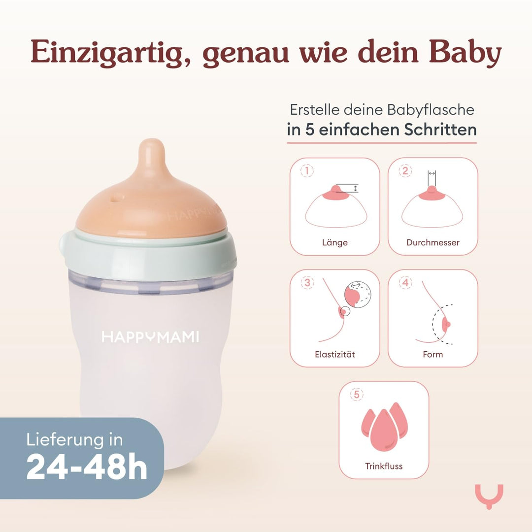 2er Set Babyflaschen (Brustähnlich) - Baby Erstausstattung für Neugeborene - Personalisierbar &amp; Anti