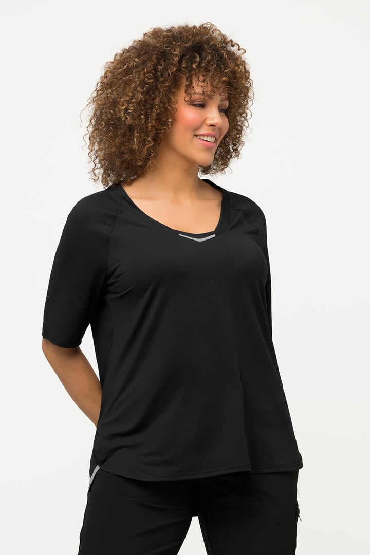 Ulla Popken Damen T-Shirts 42-44 Schwarz, 42-44 Schwarz