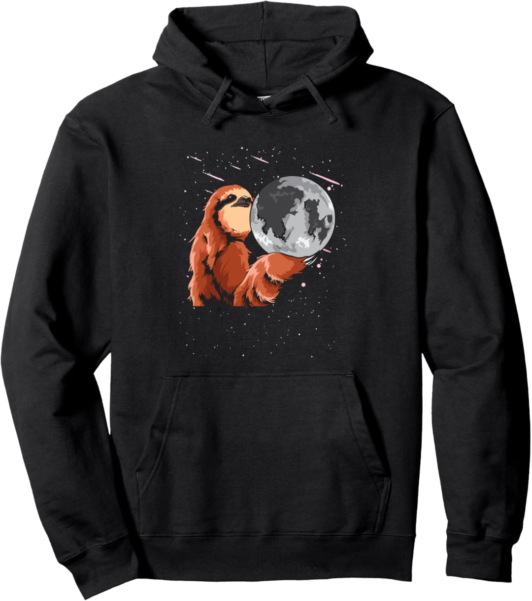 Mondfaultier Lustiges Weltraumfaultier, das den Mond hält Pullover Hoodie