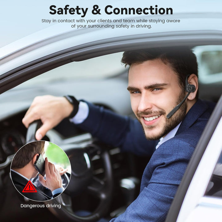 MONODEAL Bluetooth Headset mit Mikrofon, Open-Ear Kopfhörer Bluetooth 5.4 mit Geräuschunterdrückung