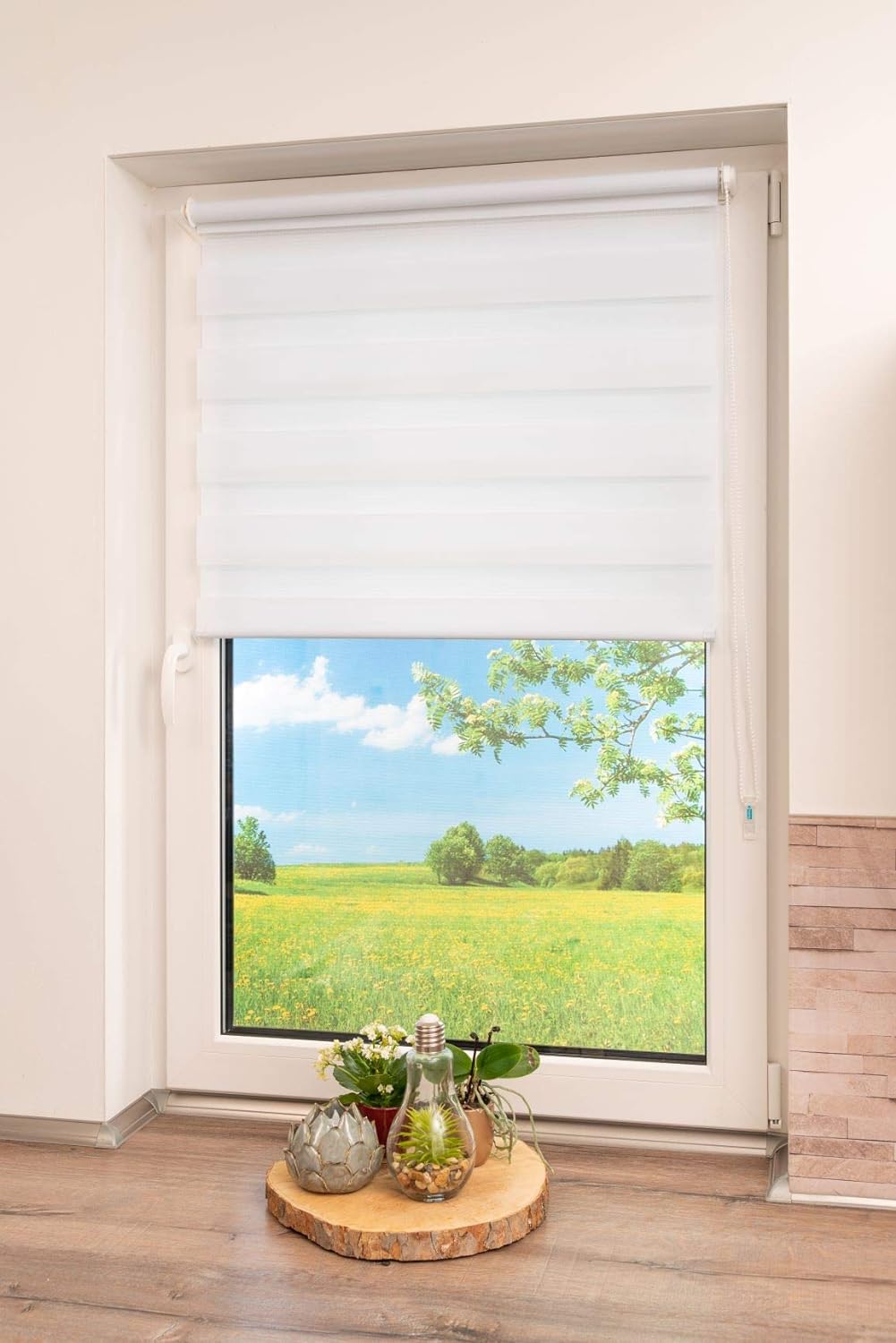 K-home Klemmfix Doppelrollo Madrid ohne Bohren Weiss 95 x 150 cm (B x L), Weiss 95 x 150 cm (B x L)