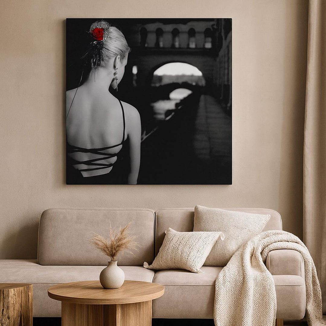 Bilder auf Leinwand 70x70cm Leinwandbild mit Rahmen Lady Rose Mystery Gross Wanddeko Bild Schlafzimm