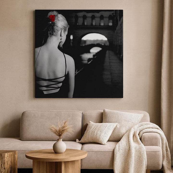 Bilder auf Leinwand 70x70cm Leinwandbild mit Rahmen Lady Rose Mystery Gross Wanddeko Bild Schlafzimm