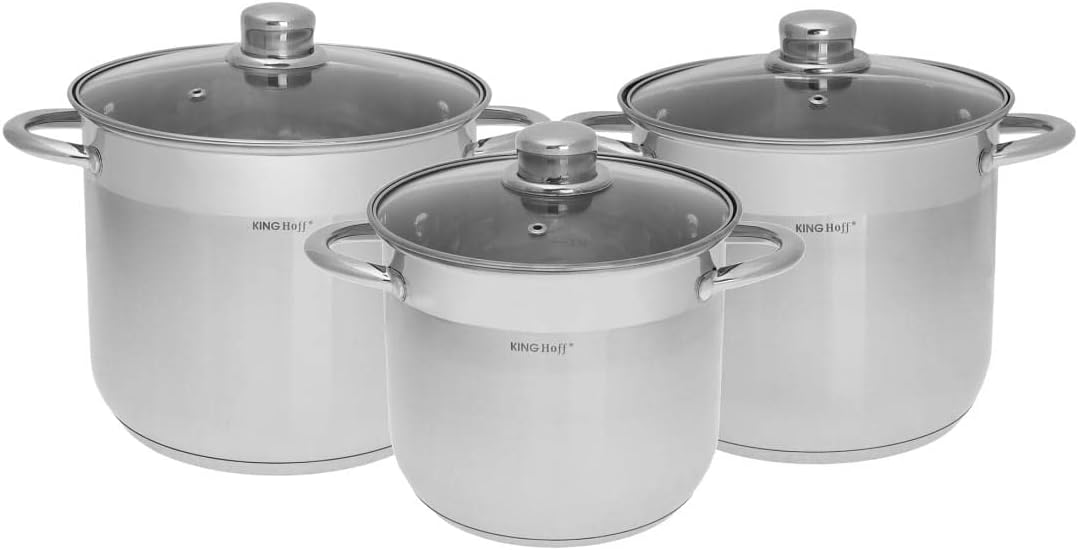 6 Stk. Gastro Töpfset Stock pot 7L 5L 4L KINGHOFF KH-4309