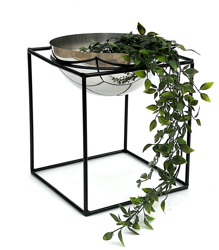 DanDiBo Blumenhocker Metall mit Topf Schwarz Silber 20-35 cm Blumenständer 96256 Blumensäule Modern
