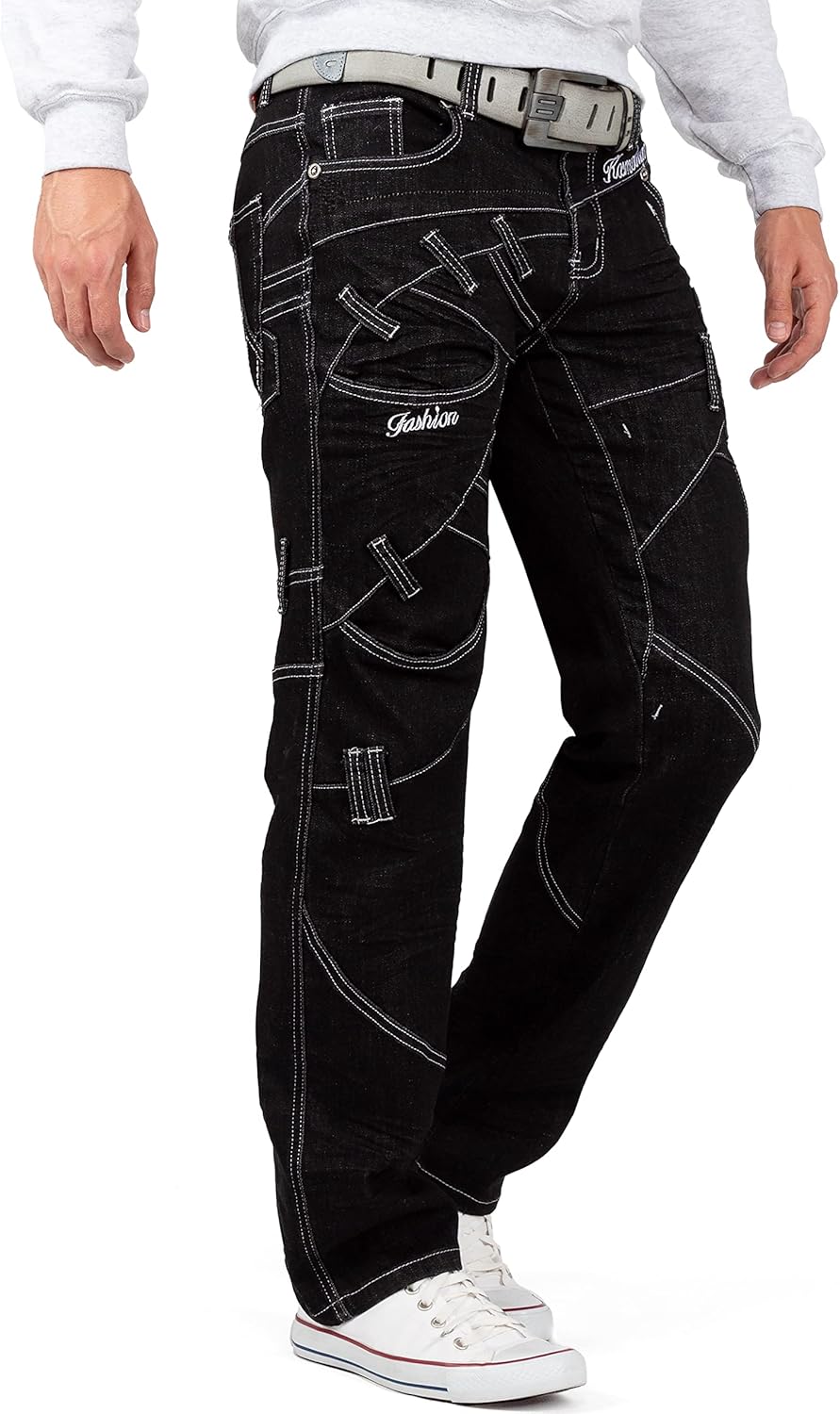 KOSMO LUPO Herren Jeans - Regular-Fit mit Knopfleiste | Optimale Passform, 5-Pocket-Style, Kontrastn